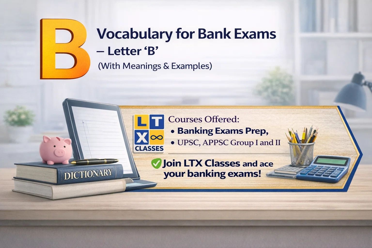 Vocabulary for Bank Exams - Letter “B” (With Meanings & Examples)